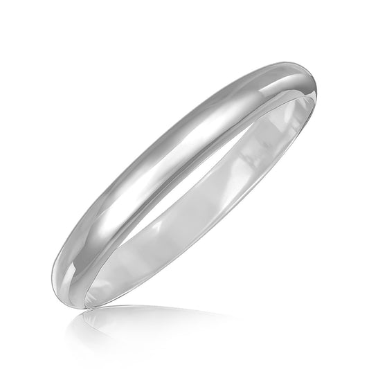 Sterling Silver Dome Style Bangle with Rhodium Plating (9.00 mm) - The Best Accessory