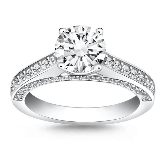14k White Gold Pave Diamond Cathedral Engagement Ring - The Best Accessory