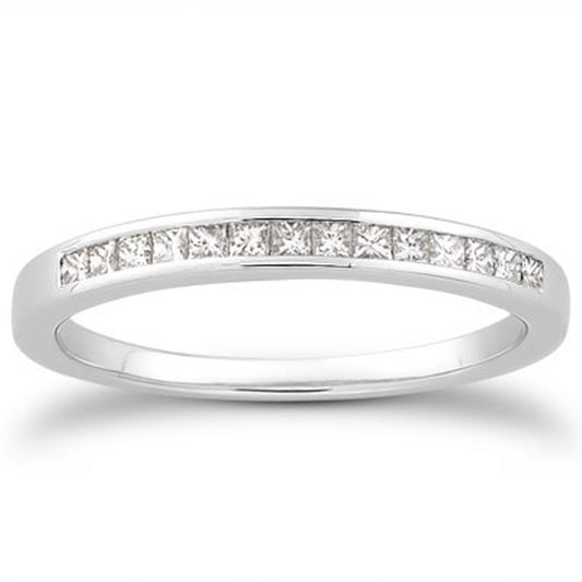 14k White Gold Channel Set Princess Diamond Wedding Ring Band - The Best Accessory
