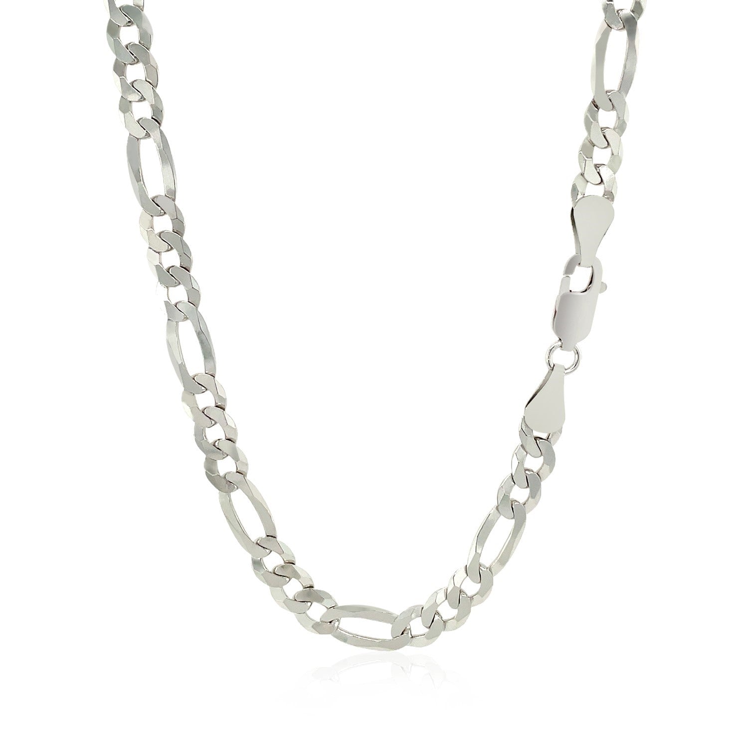 Rhodium Plated Sterling Silver Figaro Style Chain (5.40 mm) - The Best Accessory