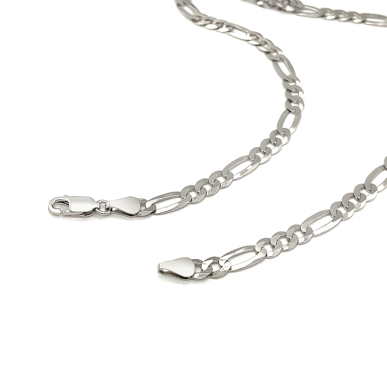 Rhodium Plated Sterling Silver Figaro Style Chain (5.40 mm) - The Best Accessory