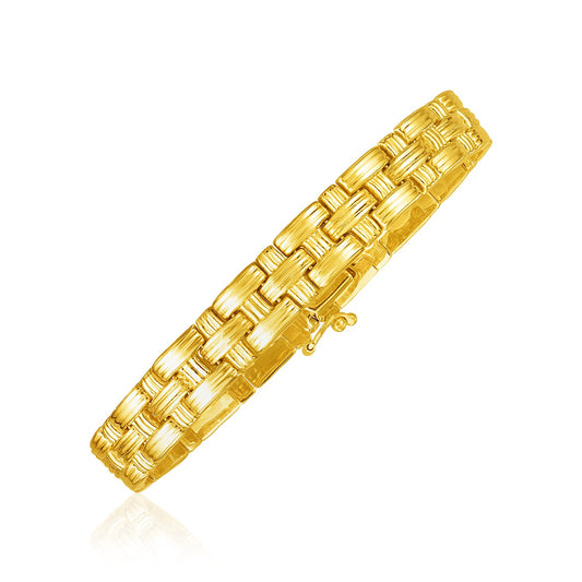 14k Yellow Gold Basket Weave Bracelet - The Best Accessory