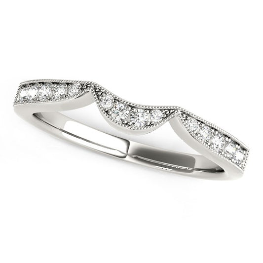 14k White Gold Milgrained Curved Wedding Diamond Band (1/6 cttw) - The Best Accessory