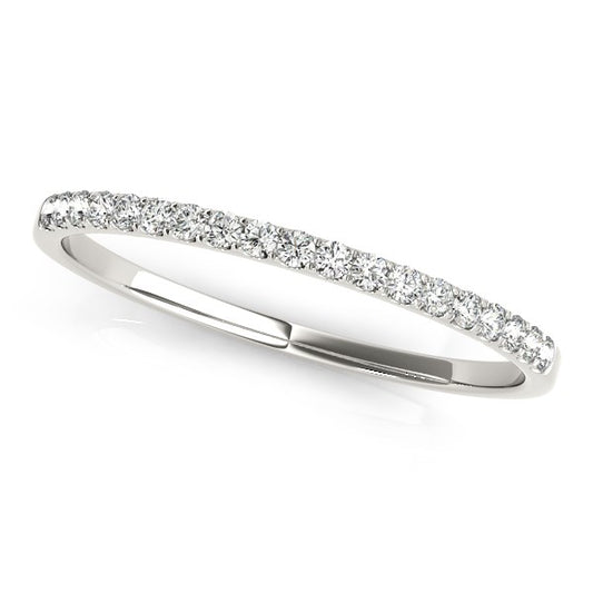 14k White Gold Slim Pave Set Diamond Wedding Band (1/8 cttw) - The Best Accessory
