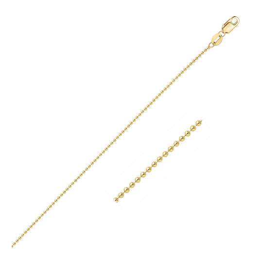 14k Yellow Gold Bead Chain 1.0mm (1.00 mm) - The Best Accessory