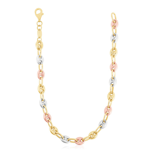 14k Tri Color Gold High Polish Puffed Mariner Link Chain (4.90 mm) - The Best Accessory