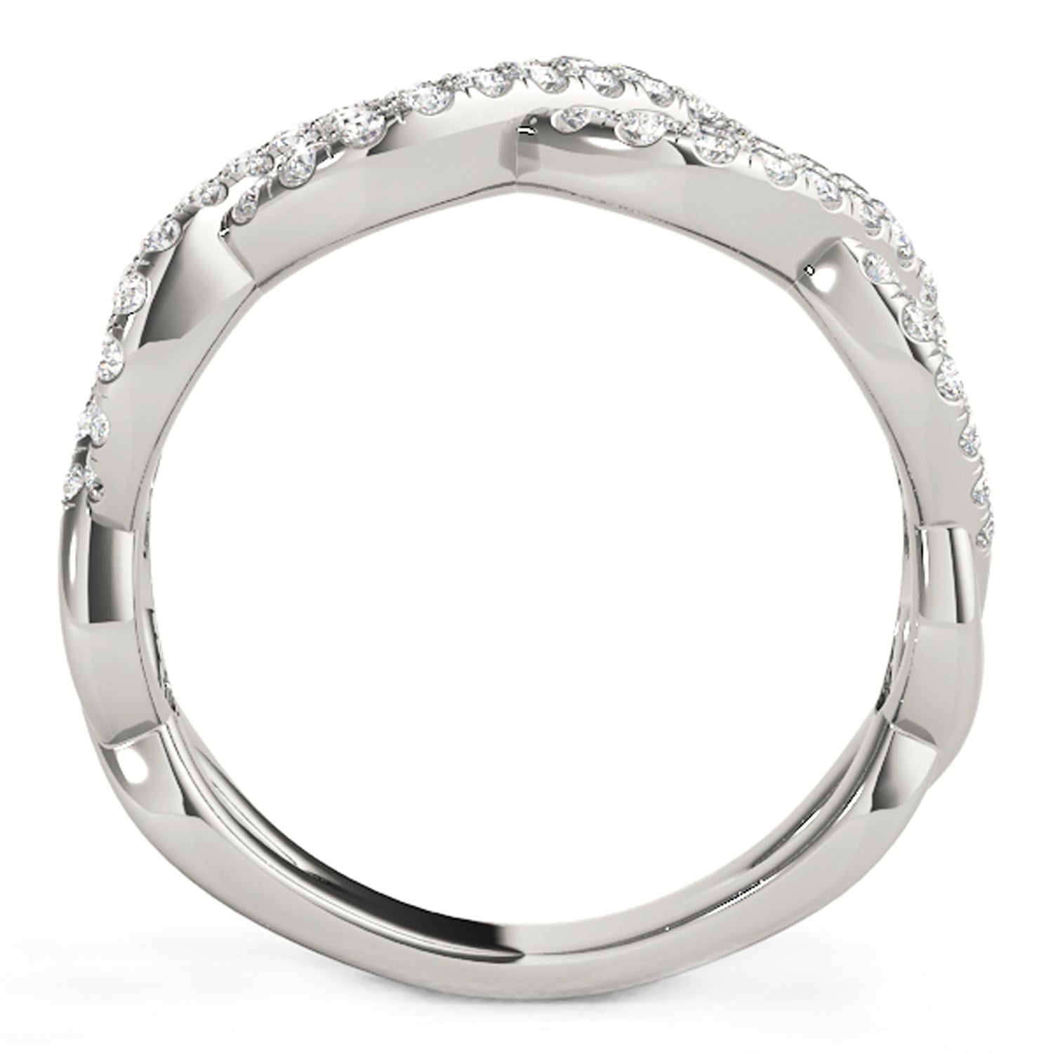 Diamond Studded Interlocking Waves Ring in 14k White Gold (5/8 cttw) - The Best Accessory