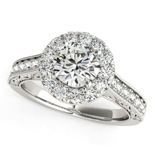 14k White Gold Round Diamond Engagement Ring with Stylish Shank (1 5/8 cttw) - The Best Accessory