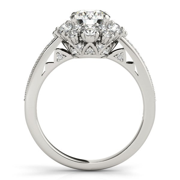 14k White Gold Antique Style Halo Round Diamond Engagement Ring (2 cttw) - The Best Accessory