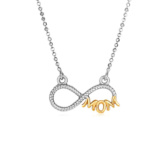 Sterling Silver Two Toned Mom Necklace with Cubic Zirconias - The Best Accessory