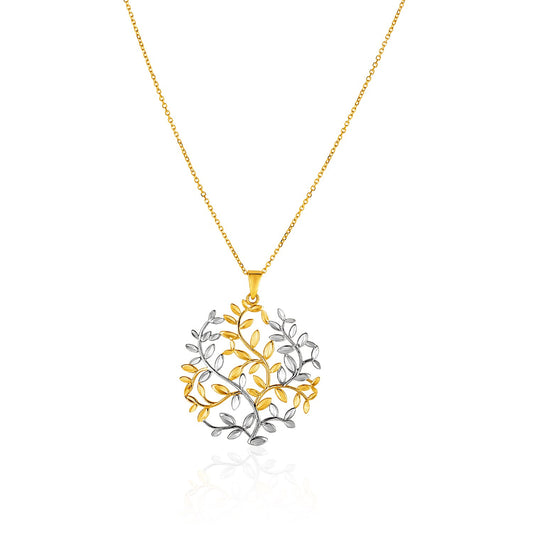 14k Two-Tone Yellow and White Gold Tree of Life Pendant - The Best Accessory