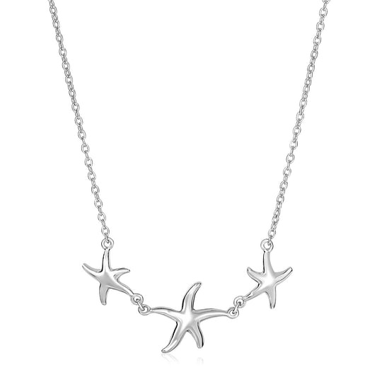 Sterling Silver Necklace with Three Starfish - The Best Accessory