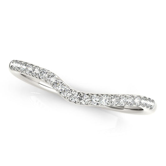14k White Gold Curved Pave Diamond Wedding Ring (1/4 cttw) - The Best Accessory