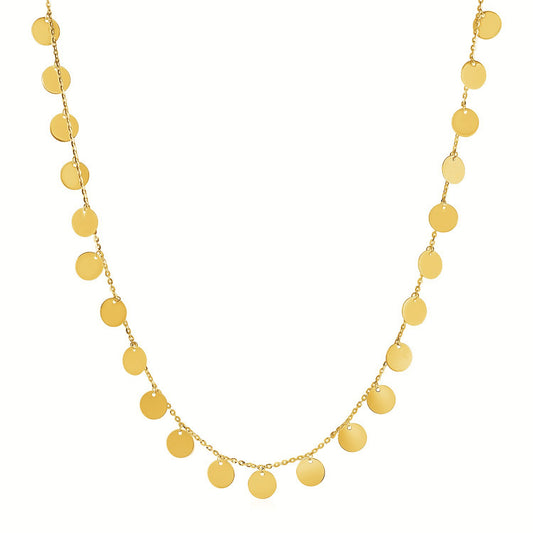 Choker Necklace with Polished Discs in 14k Yellow Gold - The Best Accessory
