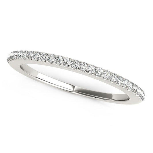 14k White Gold Pave Scallop Setting Diamond Wedding Band (1/8 cttw) - The Best Accessory