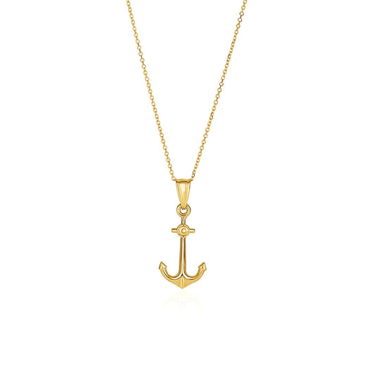 14k Yellow Gold Cable Chain with Anchor Pendant - The Best Accessory