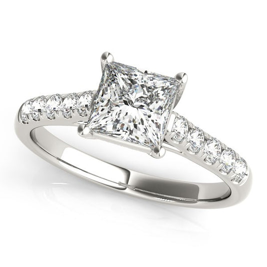 14k White Gold Trellis Set Princess Cut Diamond Engagement Ring (1 1/4 cttw) - The Best Accessory