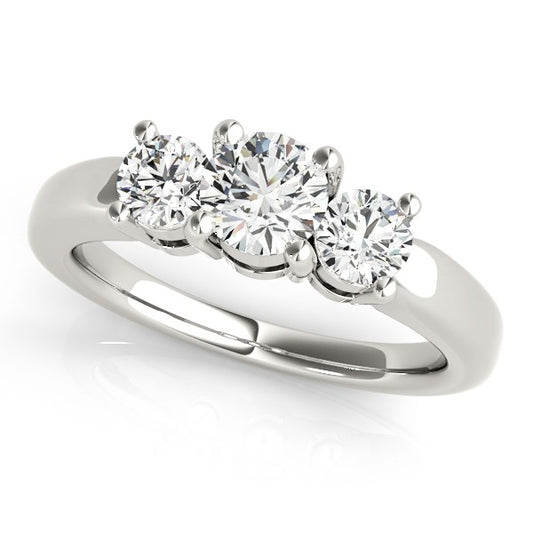 14k White Gold Timeless 3 Stone Round Diamond Engagement Ring (1 cttw) - The Best Accessory