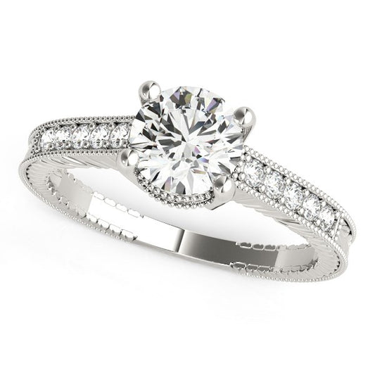 14k White Gold Round Antique Style Diamond Engagement Ring (1 1/8 cttw) - The Best Accessory