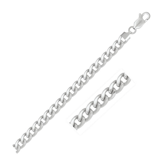 14K White Gold Miami Cuban Semi Solid Chain (7.00 mm) - The Best Accessory