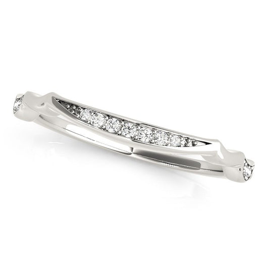 14k White Gold Unique Graduated Style Diamond Wedding Band (1/10 cttw) - The Best Accessory