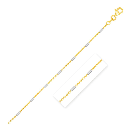 Bar Links Pendant Chain in 14k Two Tone Gold (1.00 mm) - The Best Accessory