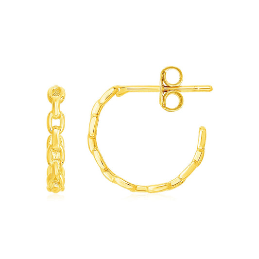 14k Yellow Gold Delicate Chain Hoop Earrings - The Best Accessory