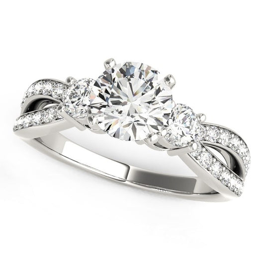 14k White Gold Split Shank Round Diamond Engagement Ring (1 5/8 cttw) - The Best Accessory