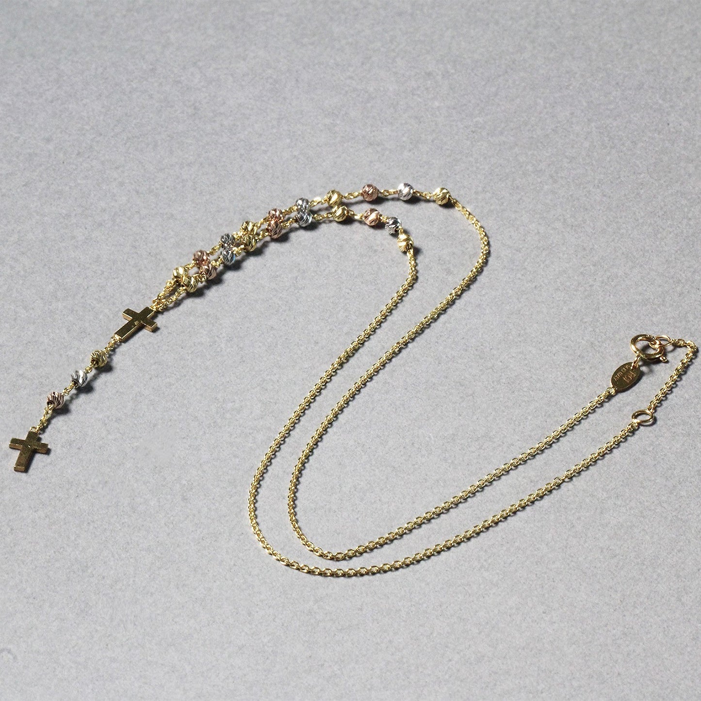 14k Tri-Color Gold Rosary Chain Necklace - The Best Accessory