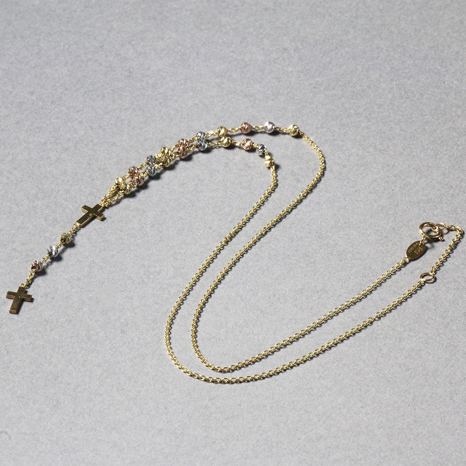 14k Tri-Color Gold Rosary Chain Necklace - The Best Accessory