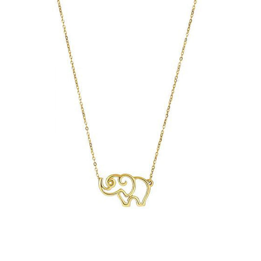 14k Yellow Gold Elephant Necklace - The Best Accessory