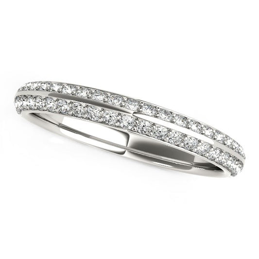 14k White Gold Two-Row Pave Set Diamond Wedding Band (1/4 cttw) - The Best Accessory