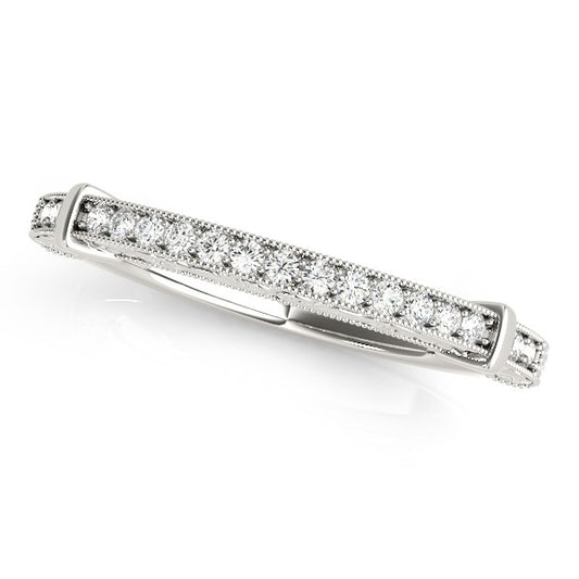14k White Gold Bead Border Modern Wedding Band (1/8 cttw) - The Best Accessory
