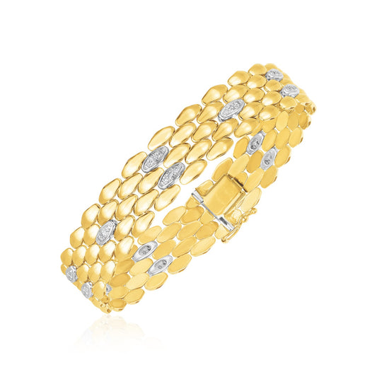14k Two Tone Gold High Polish Diamond Panther Bracelet  (12.00 mm) - The Best Accessory