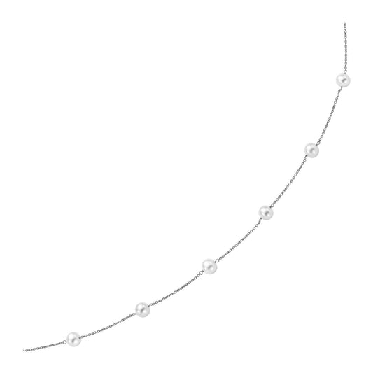 14k White Gold Necklace with White Pearls - The Best Accessory