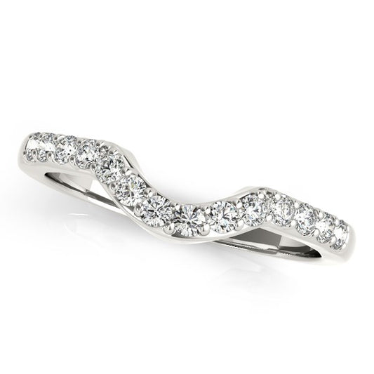 14k White Gold Pave Set Diamond Curved Wedding Band (1/4 cttw) - The Best Accessory
