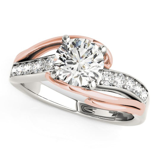 14k White And Rose Gold Bypass Shank Diamond Engagement Ring (1 1/8 cttw) - The Best Accessory