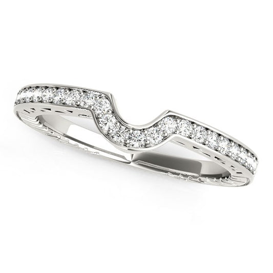 14k White Gold Prong Set Curved Wedding Band (1/8 cttw) - The Best Accessory