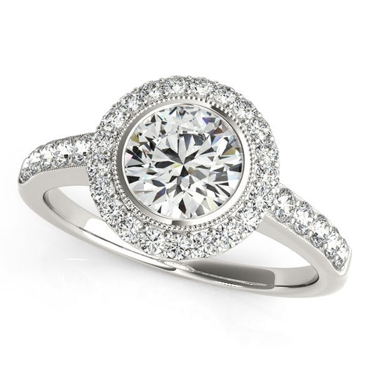 14k White Gold Pave Style Diamond Engagement Ring (1 3/8 cttw) - The Best Accessory