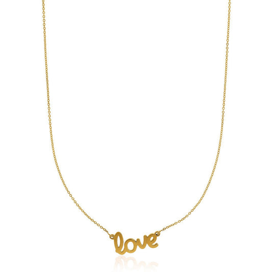 14k Yellow Gold Script LOVE Necklace - The Best Accessory