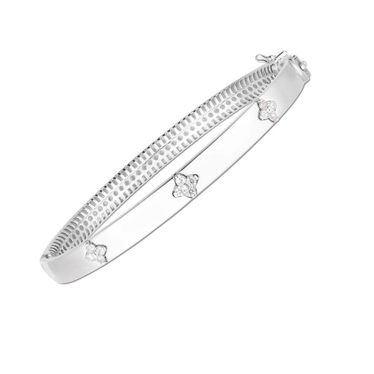 14k White Gold Trilogy Diamond Bangle (5.40 mm) - The Best Accessory