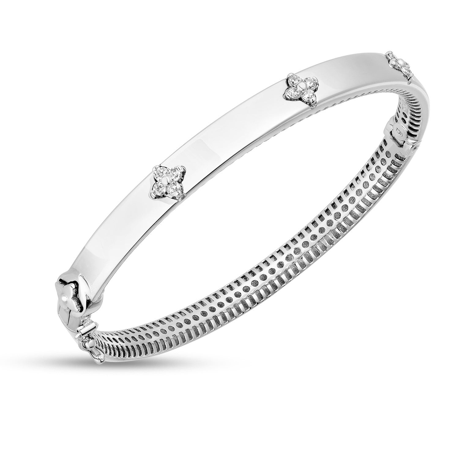 14k White Gold Trilogy Diamond Bangle (5.40 mm) - The Best Accessory