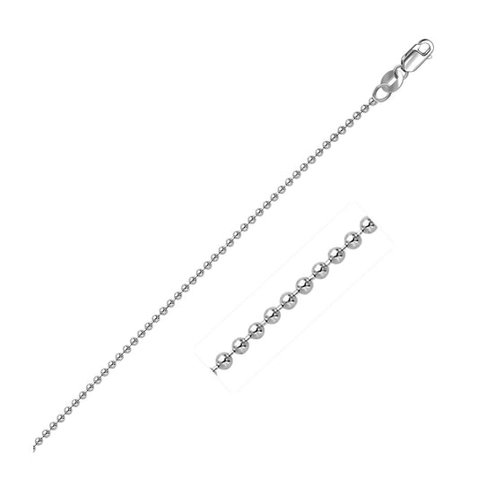 14k White Gold Bead Chain 1.5mm (1.50 mm) - The Best Accessory