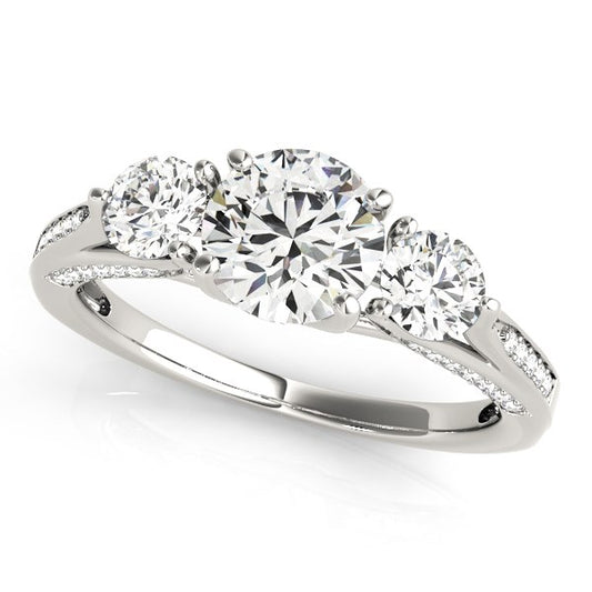14k White Gold 3 Stone Style Round Diamond Engagement Ring (1 3/4 cttw) - The Best Accessory