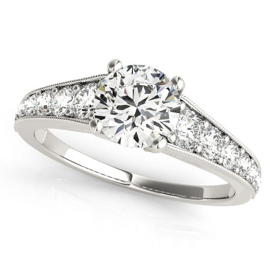 14k White Gold Antique Tapered Shank Diamond Engagement Ring (1 3/8 cttw) - The Best Accessory