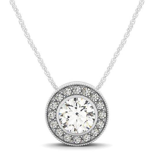 Diamond Halo with Center Bezel in 14k White Gold (5/8 cttw) - The Best Accessory