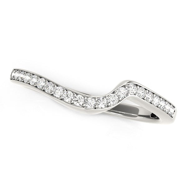14k White Gold Modern Curved Wedding Ring (1/5 cttw) - The Best Accessory