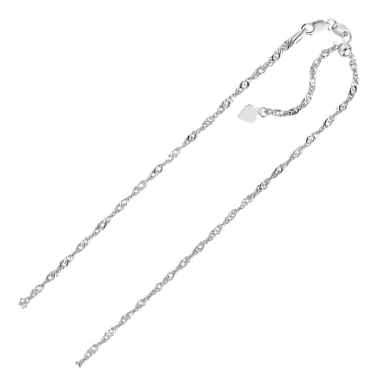 Sterling Silver 1.5mm Adjustable Singapore Chain (1.50 mm) - The Best Accessory
