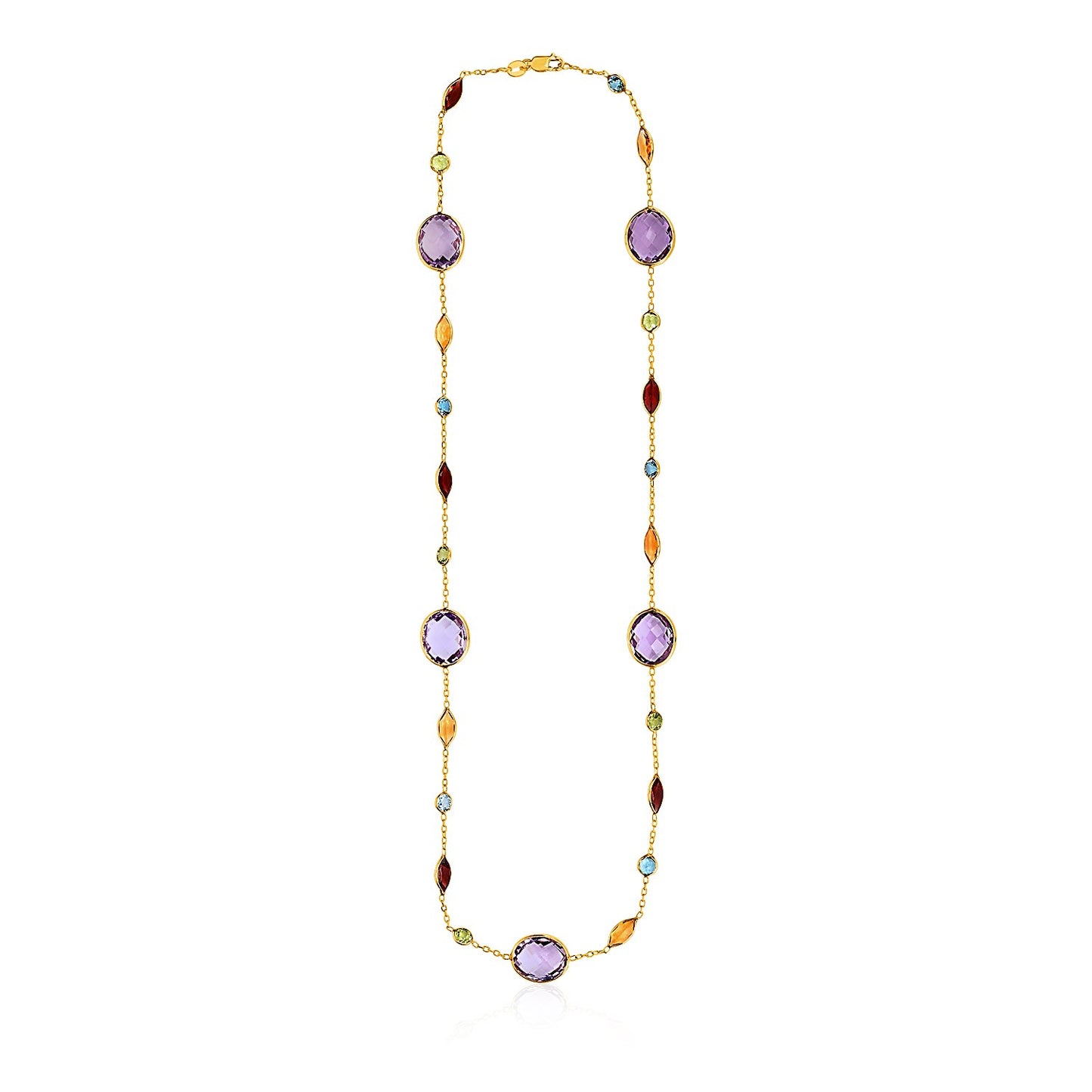 14k Yellow Gold Necklace with Multi-Colored Stones - The Best Accessory