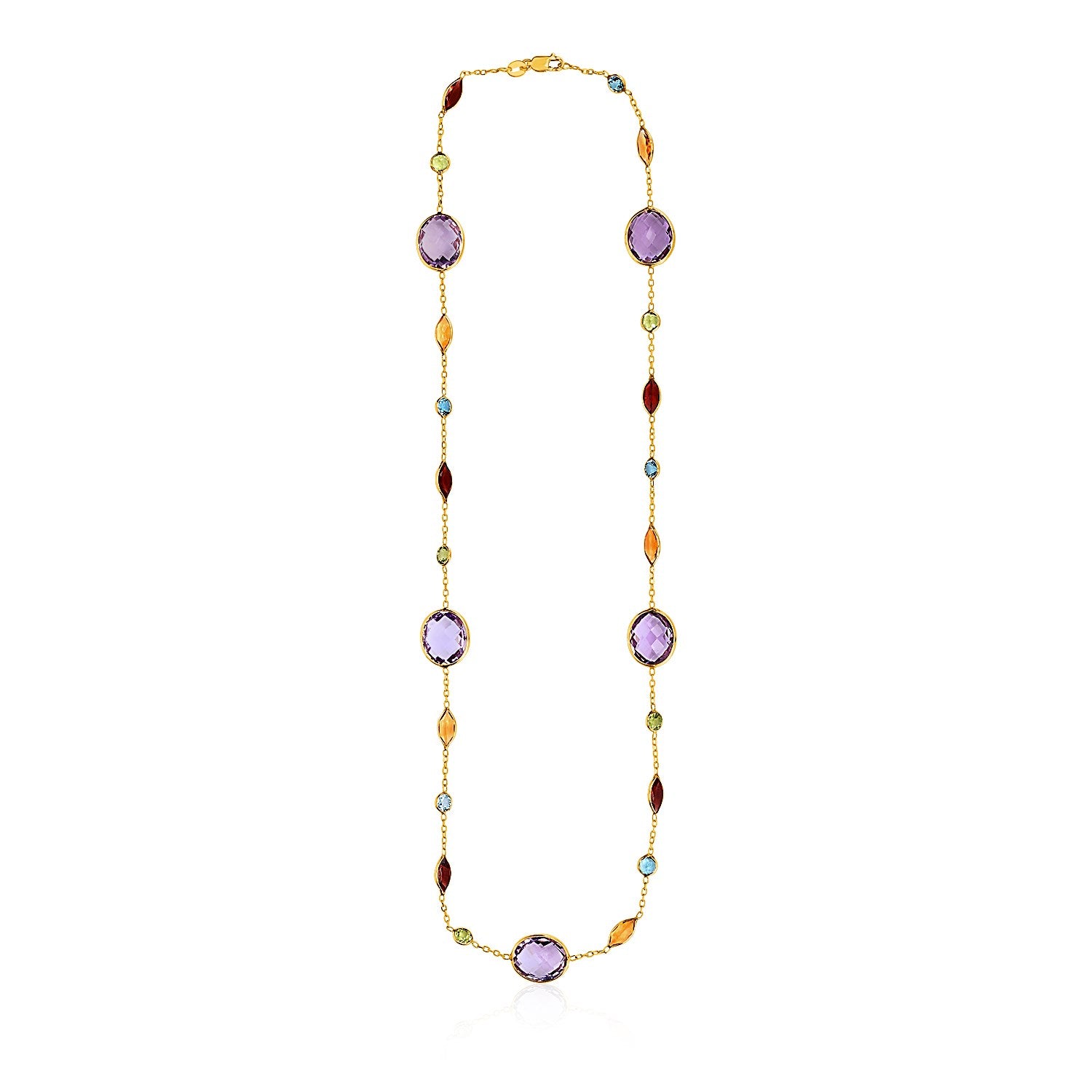 14k Yellow Gold Necklace with Multi-Colored Stones - The Best Accessory